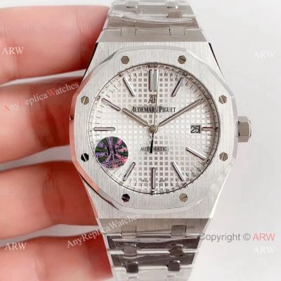 JF Audemars Piguet Royal Oak V5 41mm Watch Replica Ss Silver Textured Face